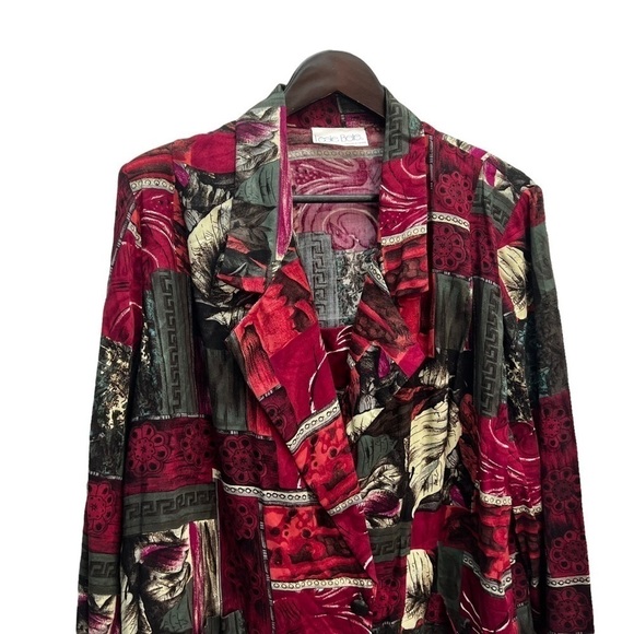 VINTAGE❤️LESLIE Belle Two Piece Burgundy Suit Size XL - Picture 3 of 16